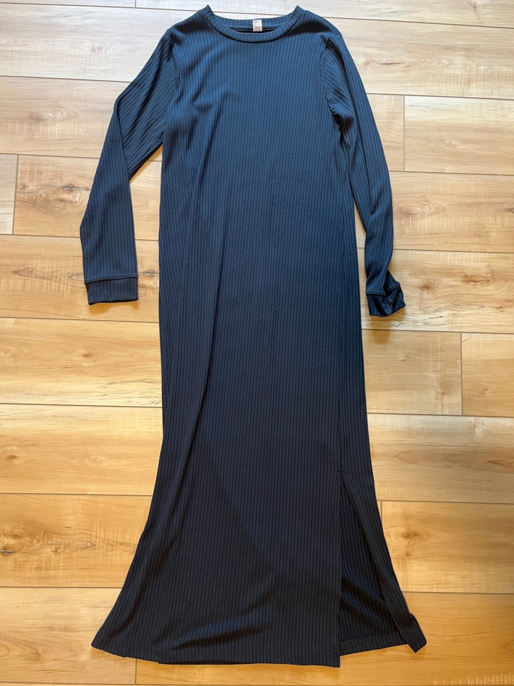 Ribbed Long Sleeve Maxi Dress - Gray